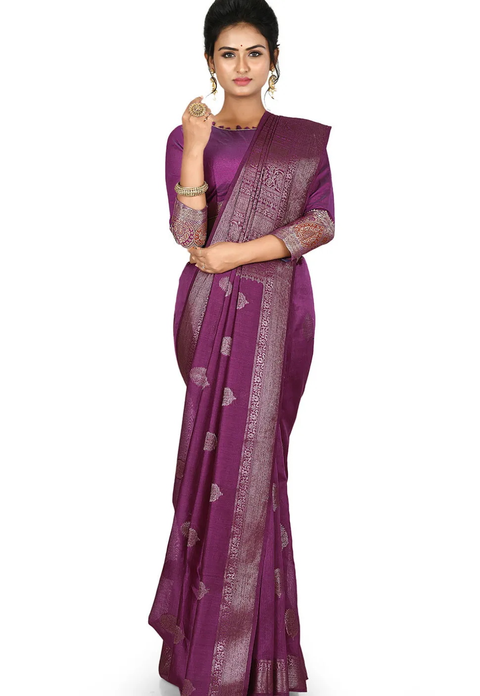 Banarasi Silk Saree in Dark Purple