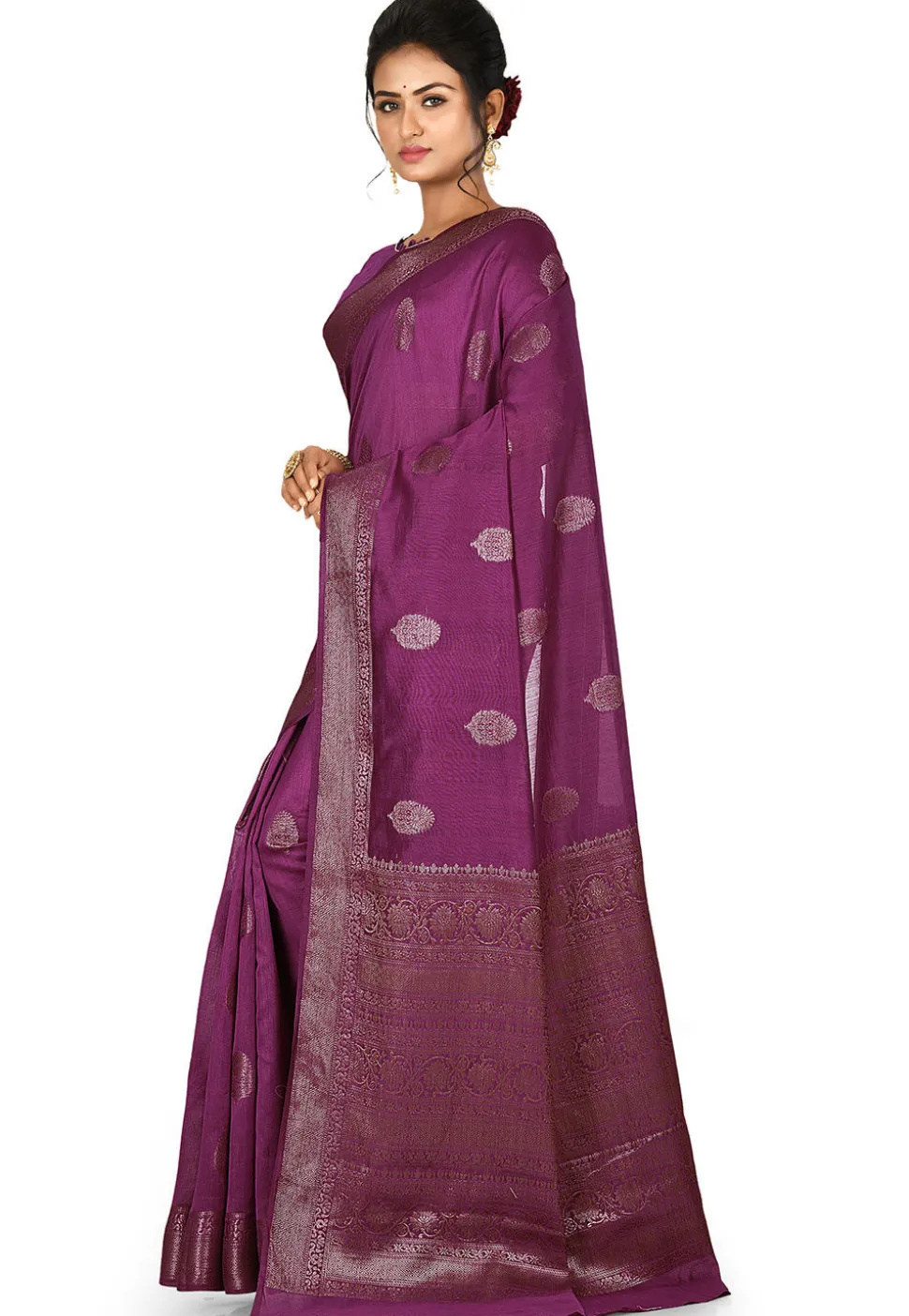 Banarasi Silk Saree in Dark Purple