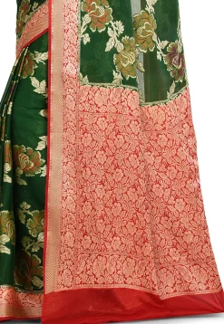 Banarasi Silk Saree in Dark Green