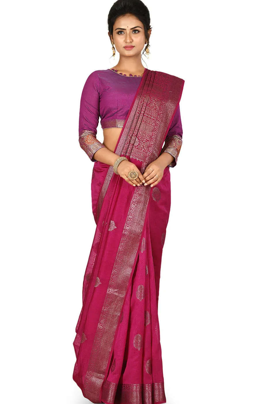 Banarasi Silk Saree in Fuchsia