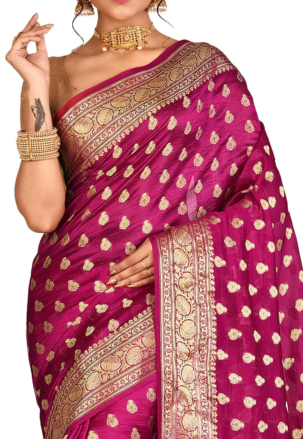 Banarasi Silk Saree in Fuchsia