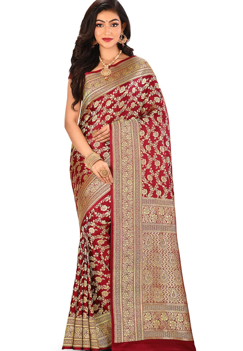 Banarasi Silk Saree in Maroon