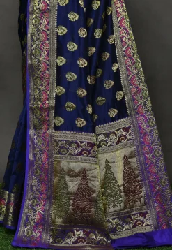 Banarasi Silk Saree in Navy Blue