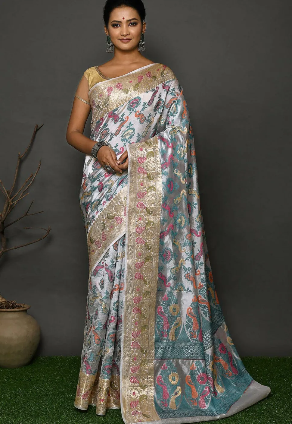 Banarasi Silk Saree in Off White