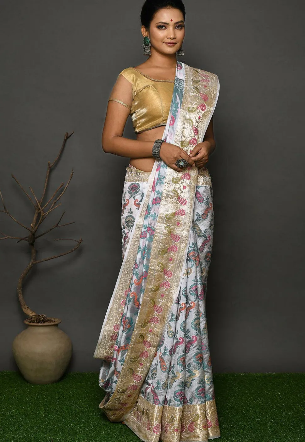Banarasi Silk Saree in Off White