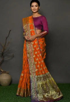 Banarasi Silk Saree in Orange