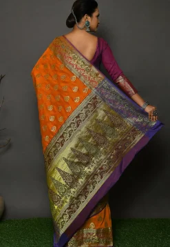 Banarasi Silk Saree in Orange