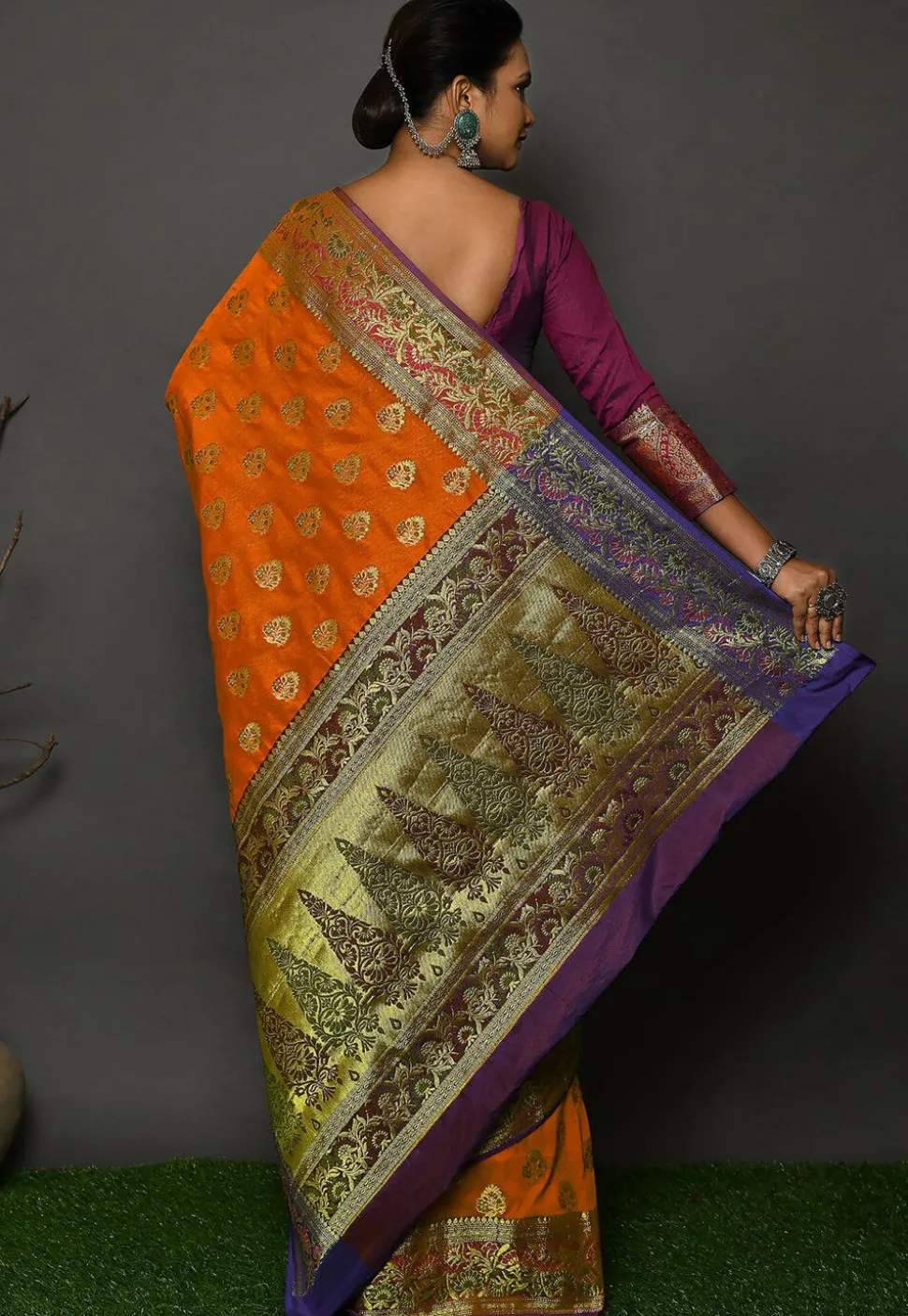 Banarasi Silk Saree in Orange