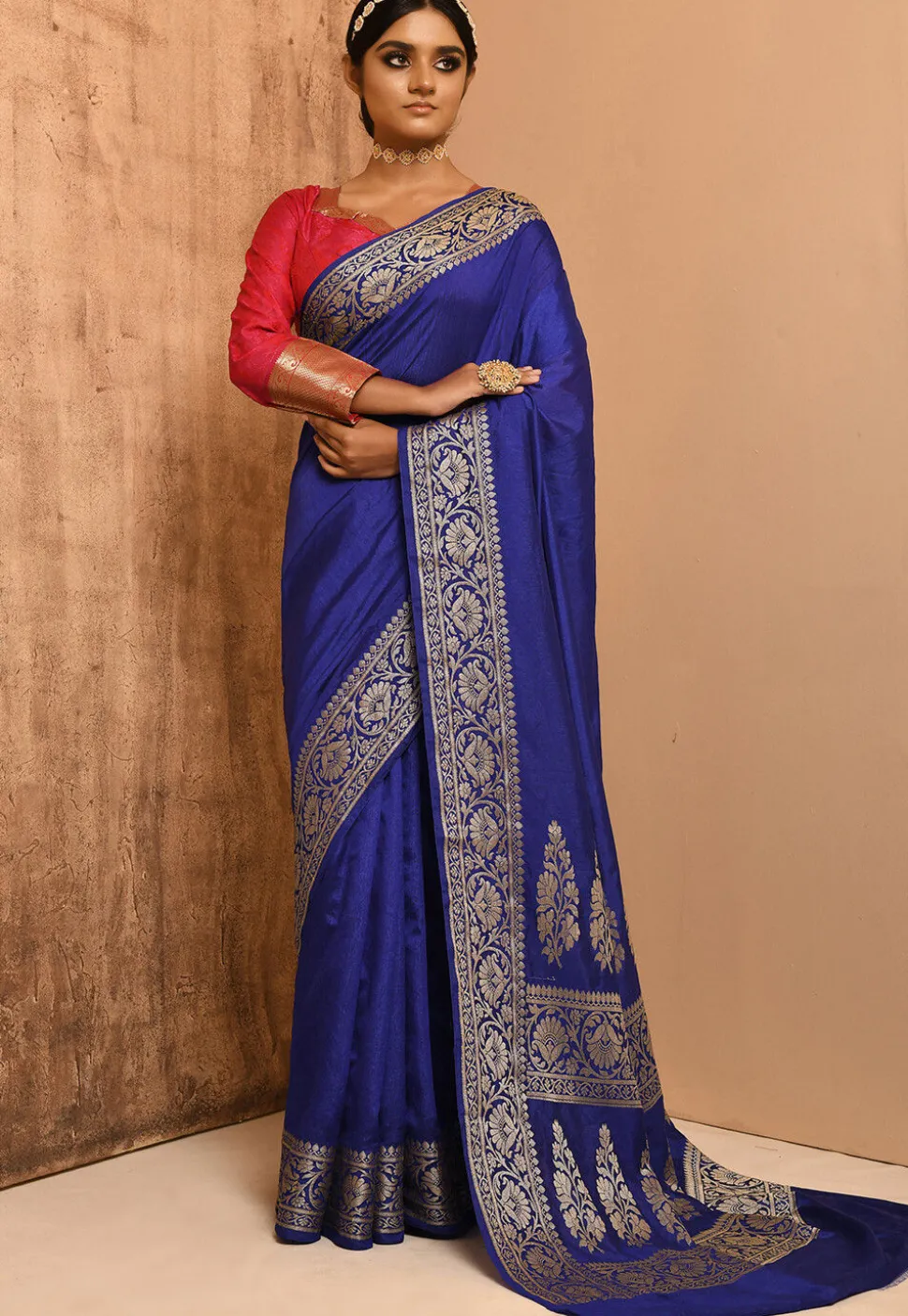 Banarasi Silk Saree in Royaal Blue