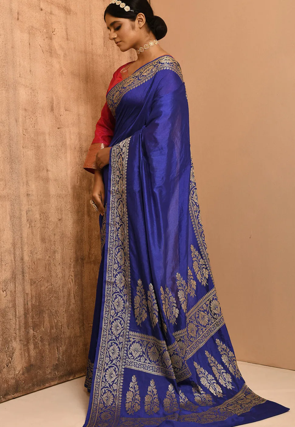 Banarasi Silk Saree in Royaal Blue