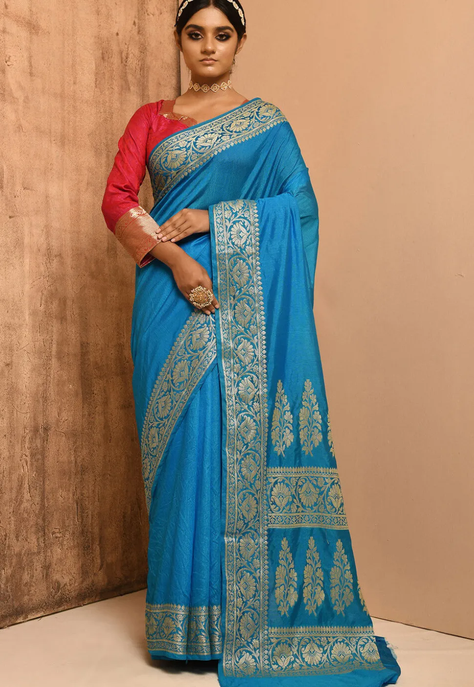 Banarasi Silk Saree in Sky Blue