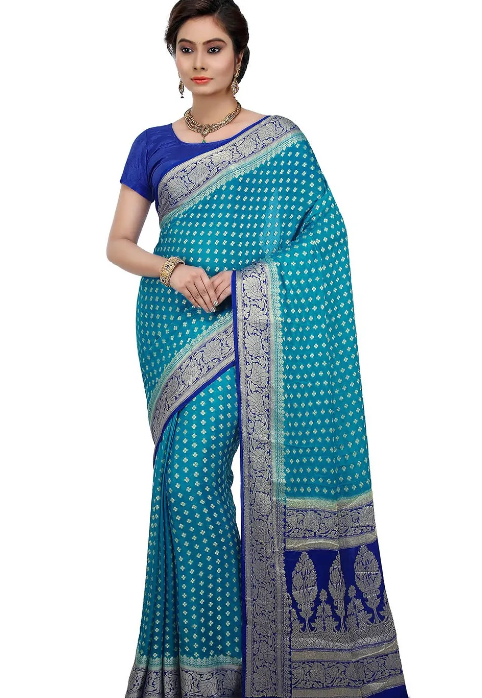 Banarasi Silk Saree in Sky Blue
