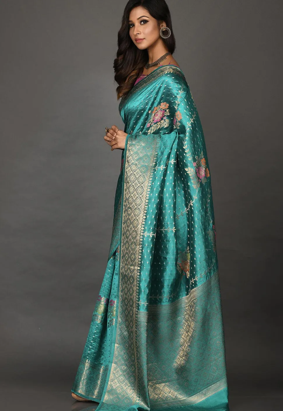Banarasi Silk Saree in Teal Blue
