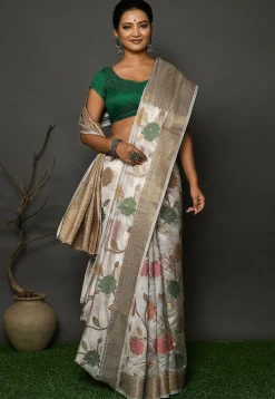 Banarasi Silk Saree in White