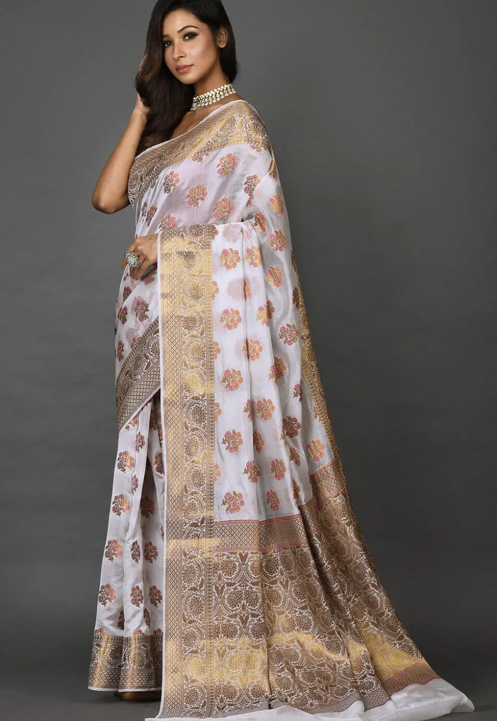 Banarasi Silk Saree in White