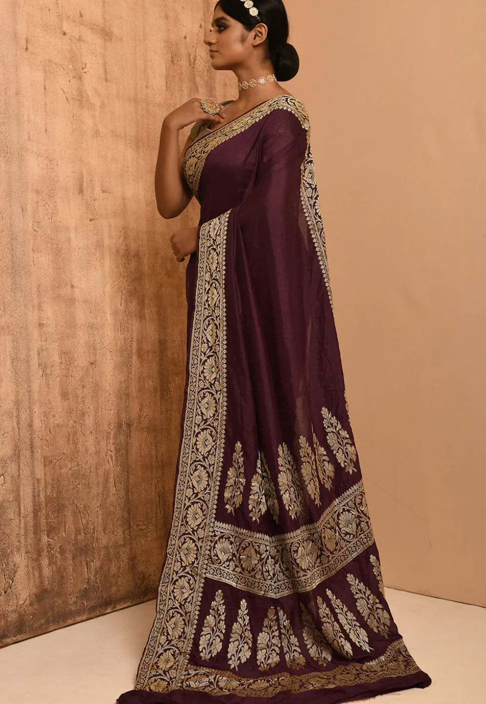 Banarasi Silk Saree in Wine