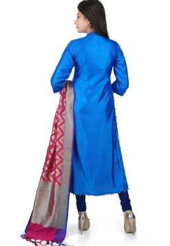 Banarasi Silk Straight Suit in Blue
