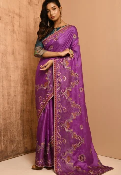 Banarasi Tussar Silk Saree in Light Purple