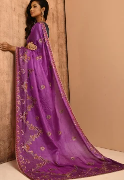 Banarasi Tussar Silk Saree in Light Purple