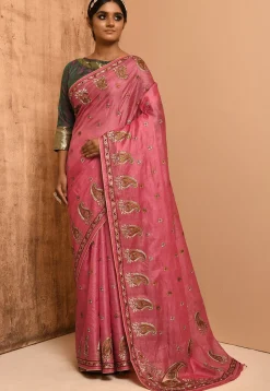 Banarasi Tussar Silk Saree in Pink