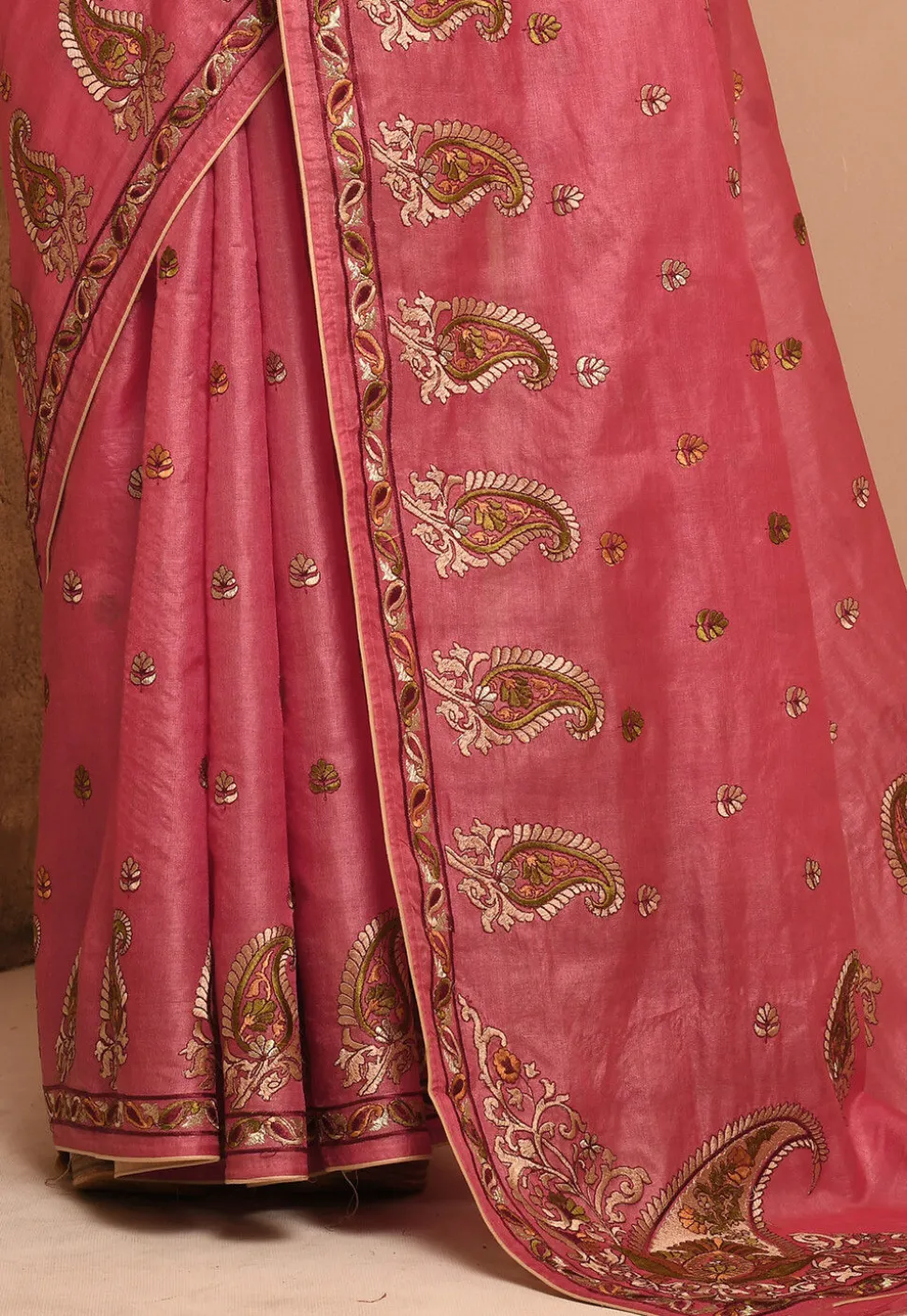 Banarasi Tussar Silk Saree in Pink