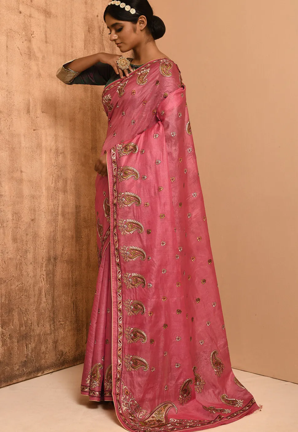 Banarasi Tussar Silk Saree in Pink
