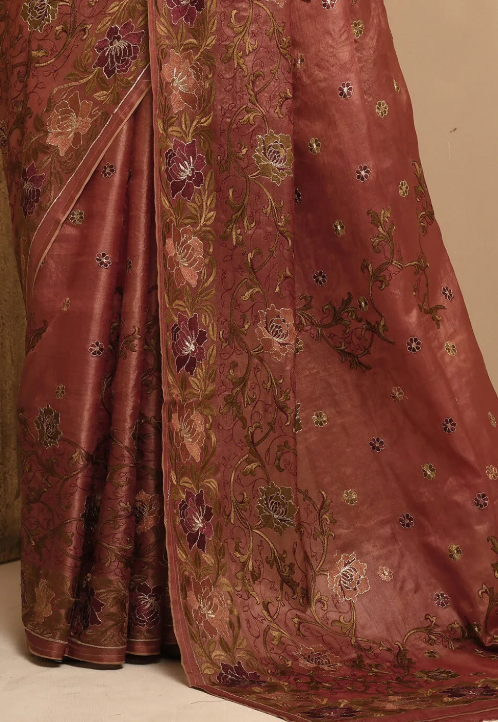 Banarasi Tussar Silk Saree in Old Rose