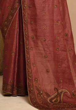 Banarasi Tussar Silk Saree in Maroon