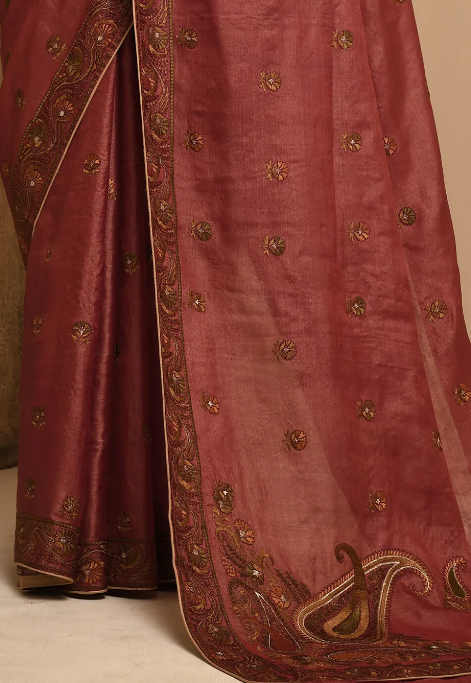 Banarasi Tussar Silk Saree in Maroon