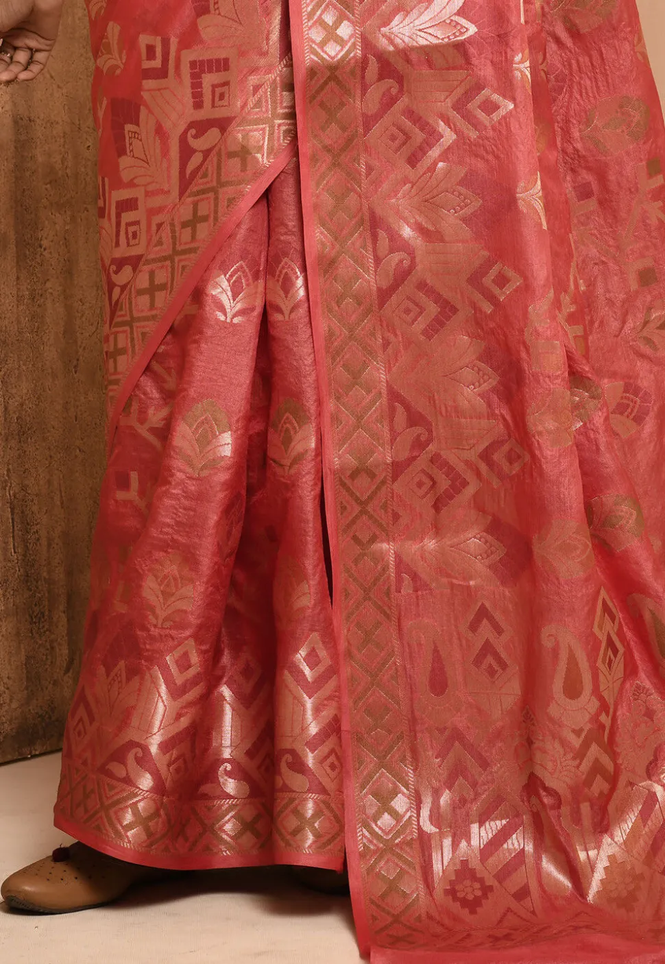 Banarasi Tussar Silk Saree in Peach