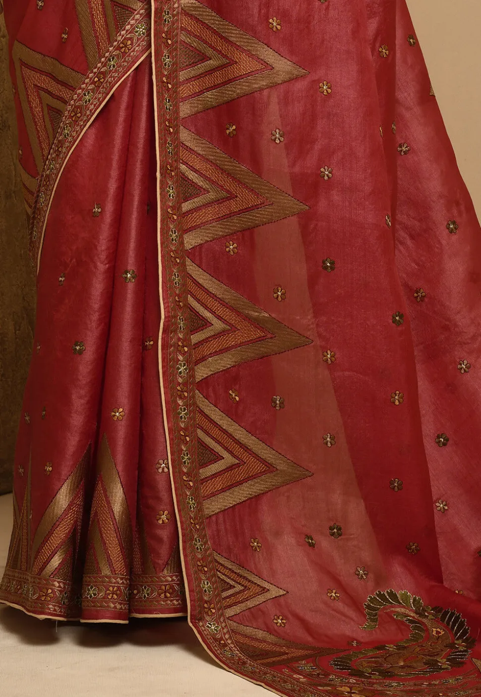 Banarasi Tussar Silk Saree in Red