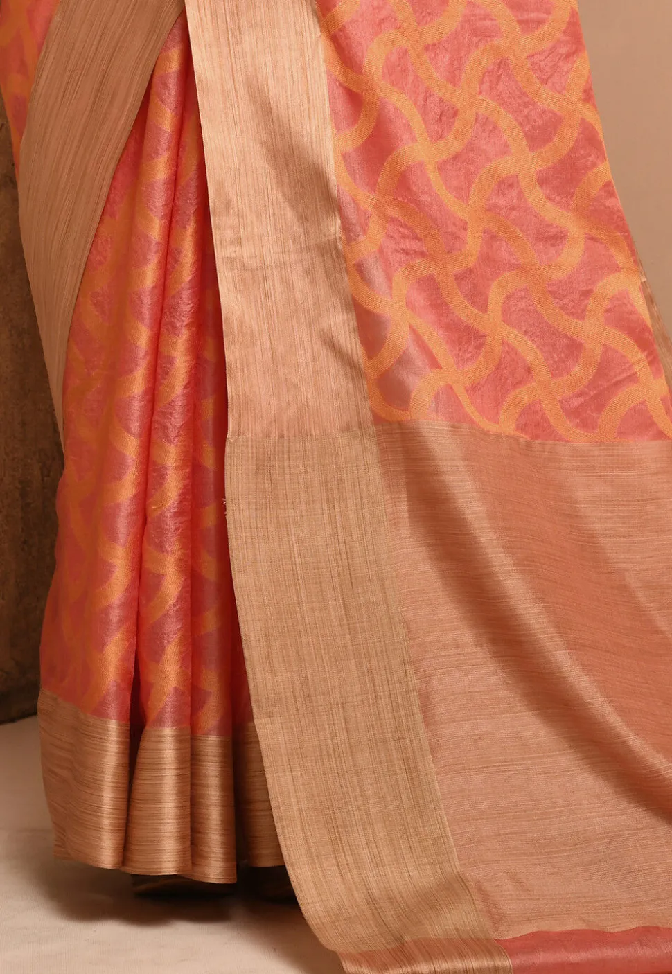 Banarasi Tussar Silk Saree in Peach