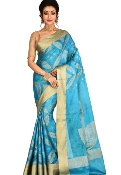 Banarasi Tussar Silk Saree in Blue