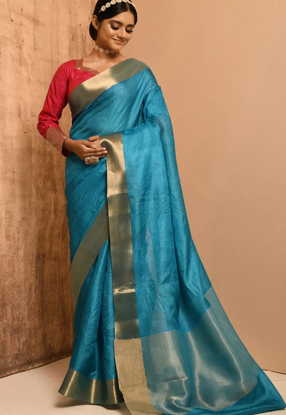 Banarasi Tussar Silk Saree in Sky Blue