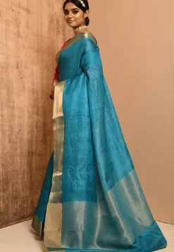 Banarasi Tussar Silk Saree in Sky Blue