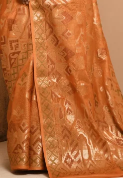 Banarasi Tussar Silk Saree in Orange