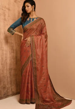 Banarasi Tussar Silk Saree in Brown