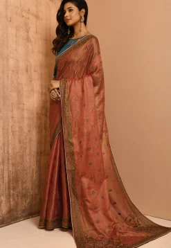 Banarasi Tussar Silk Saree in Brown