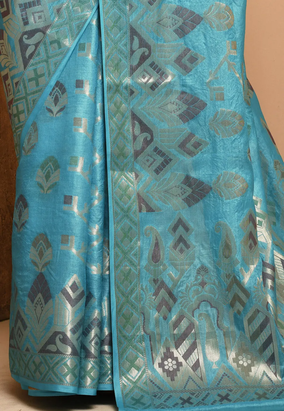 Banarasi Tussar Silk Saree in Sky Blue
