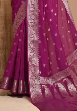 Banarasi Woven Georgette Saree in Magenta