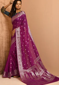Banarasi Woven Georgette Saree in Magenta
