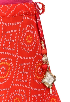 Bandhani Georgette Skirt in Red