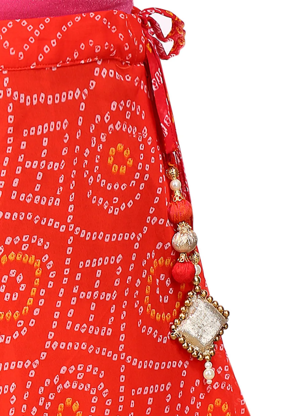 Bandhani Georgette Skirt in Red