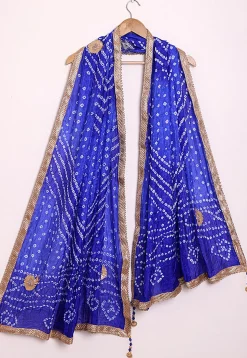 Bandhej Art Silk Dupatta in Shaded Royal Blue