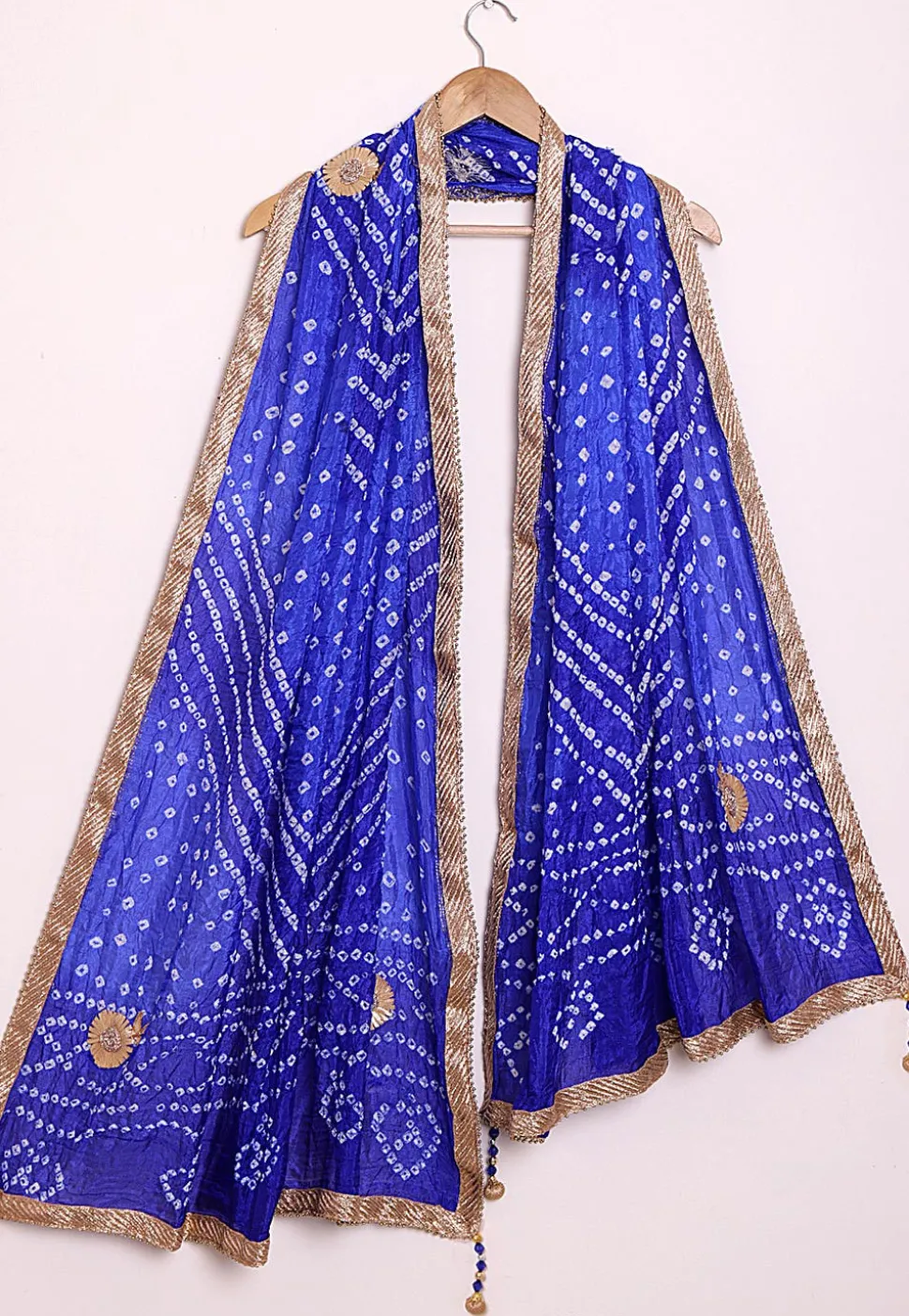 Bandhej Art Silk Dupatta in Shaded Royal Blue