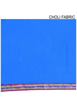 Bandhej Art Silk Lehenga in Blue and Pink
