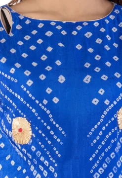 Bandhej Art Silk Straight Suit in Royal Blue