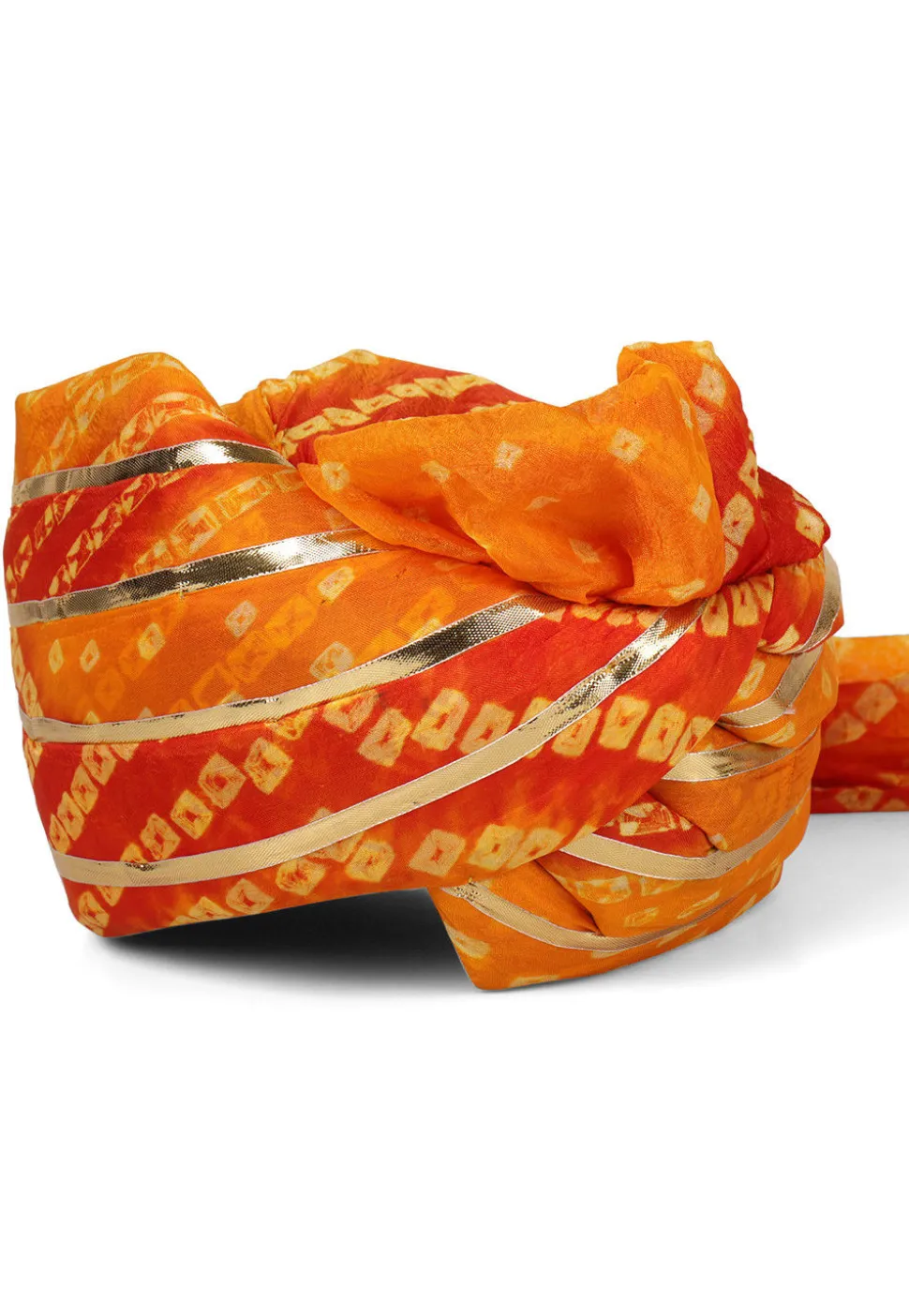 Bandhej Art Silk Turban in Shaded Orange