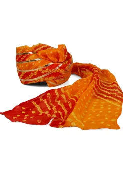 Bandhej Art Silk Turban in Shaded Orange