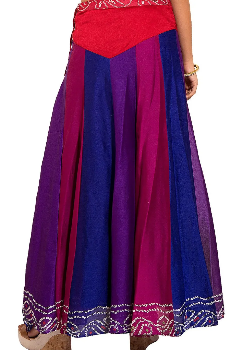 Bandhej Crepe Skirt in Multicolor